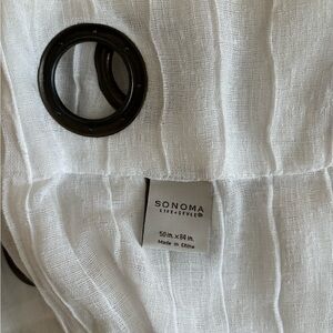 Sonoma Textured White Curtain with Black Grommets 50x84